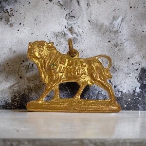 ⚜️🔸VINTAGE🔸⚜️14K Gold Plated Bull Durham Tobacco Ad Pendant Charm NO.6